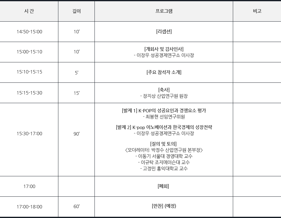 세미나 프로그램 안내