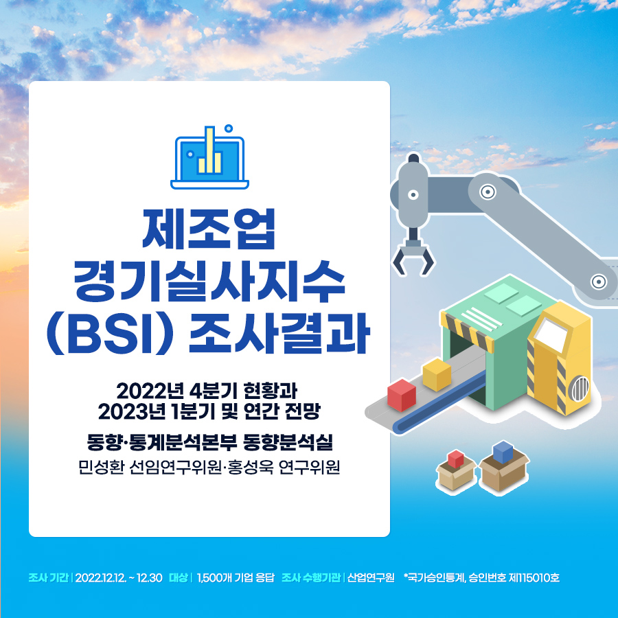 카드뉴스_제조업 경기실사지수(BSI) 조사결과 - 2022년 4분기 현황과 2023년 1분기 및 연간 전망